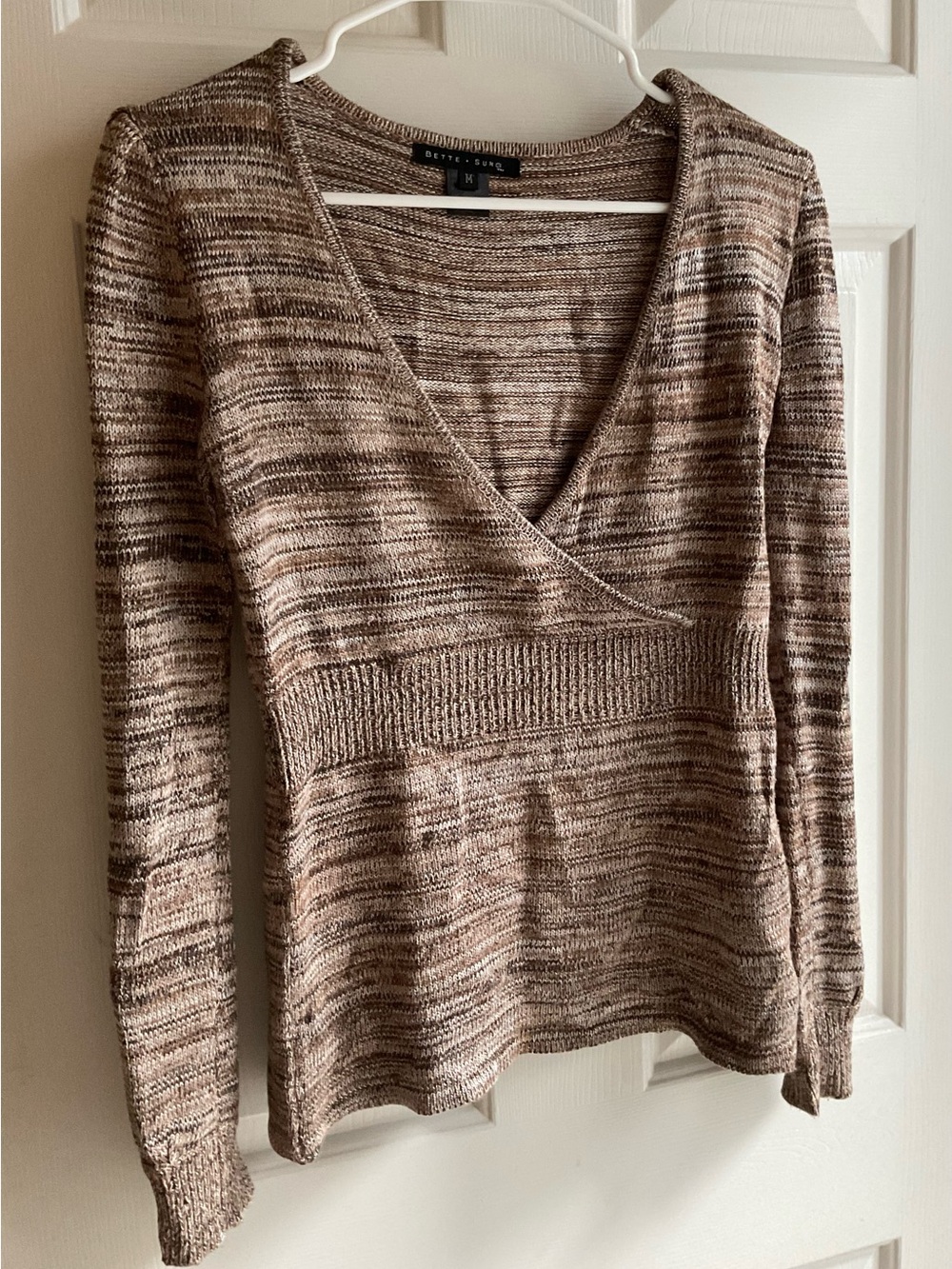 Brown Marled V-Neck Women's Sweater